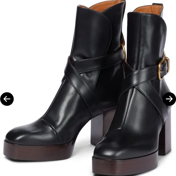Chloe Izzie Leather Platform Boots - Picture 2 of 9